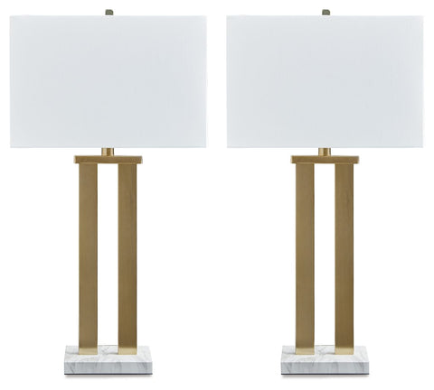 Coopermen - Gold Finish / White - Metal Table Lamp (Set of 2)