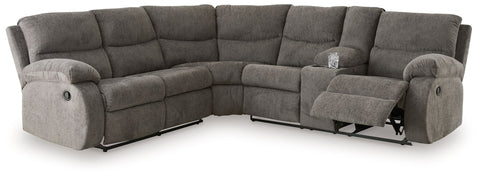 Dark Gray / 2-Piece Reclining Sectional With Right Arm Facing Reclining Loveseat With Console