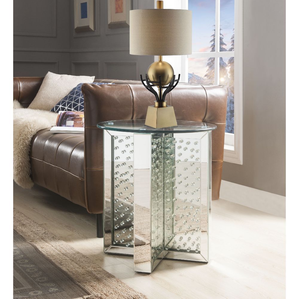 Nysa - End Table - Mirrored & Faux Crystals - 23