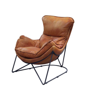 Thurshan - Accent Chair - Aperol Top Grain Leather & Black Finish