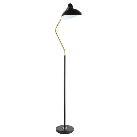 Lucien - Dome Shade Metal Task Floor Lamp - Black