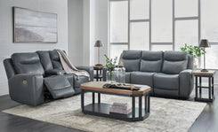 Mindanao - Steel - 2 Pc. - Power Reclining Sofa, Power Reclining Loveseat with Console