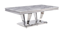 Satinka - Coffee Table - Light Gray Printed Faux Marble & Mirrored Silver Finish