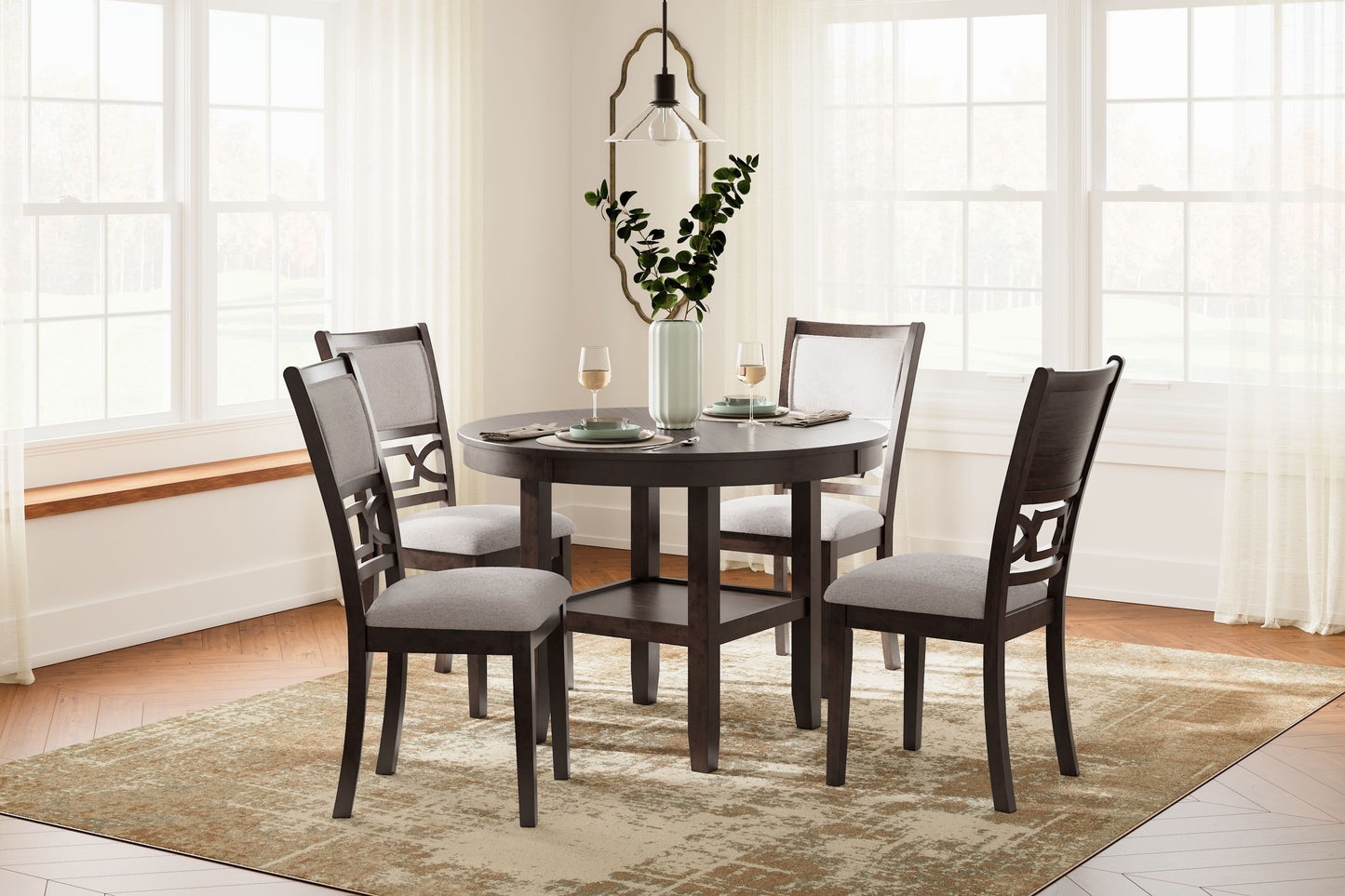 Langwest - Brown - Dining Room Table Set (Set of 5)