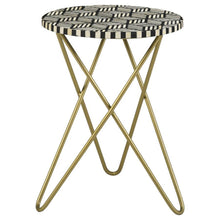 Xenia - Round Accent Table With Hairpin Legs - Black And White