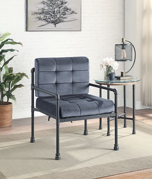 Brantley - Chair - Gray Velvet & Sandy Gray Finish