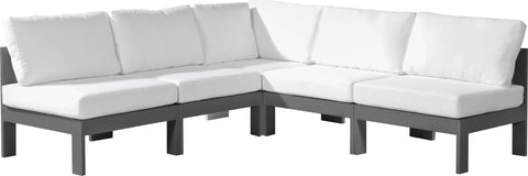 Nizuc - Outdoor Patio Modular Sectional 5 Piece - White - Fabric