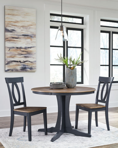 Blue / 3 Pc. - Round Dining Table, 2 Side Chairs