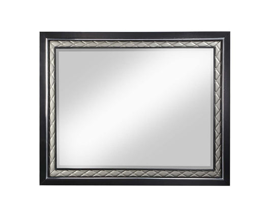 Nicola - Mirror - Silver PU & Black Finish