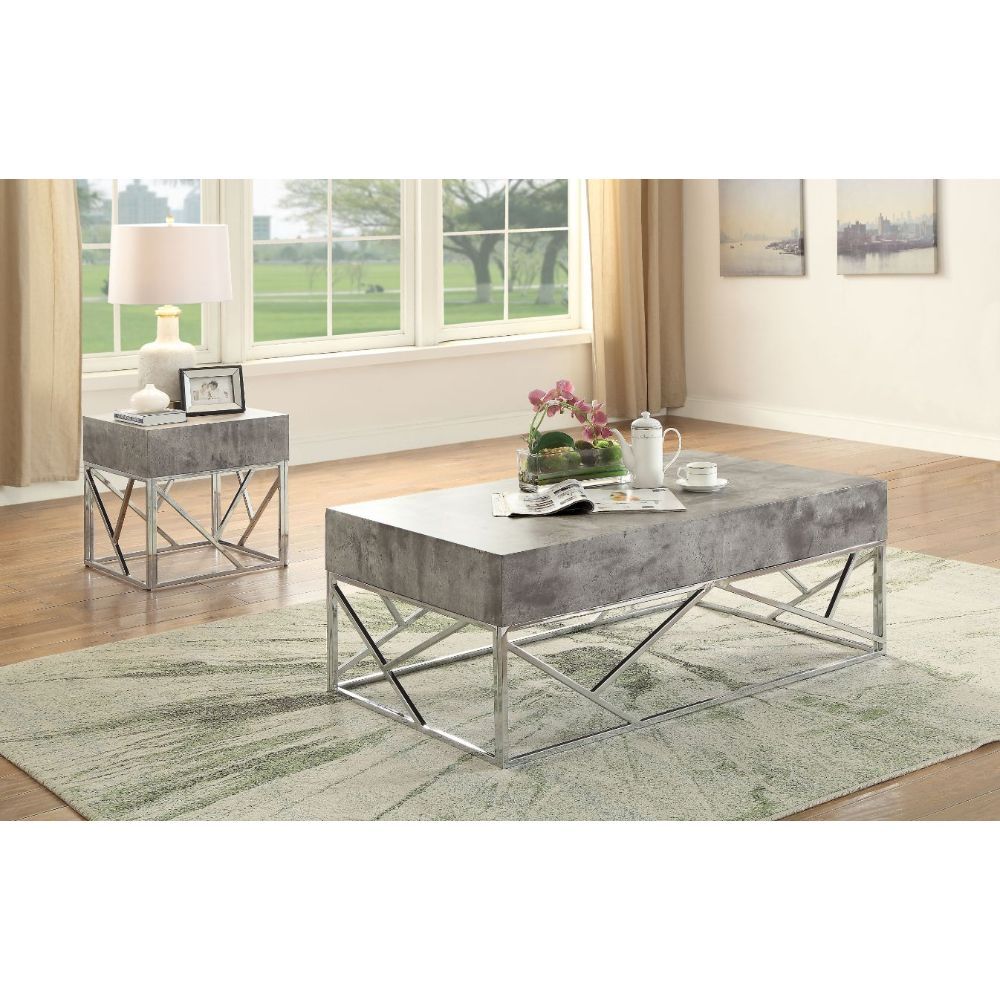 Burgo - End Table - Faux Marble & Chrome