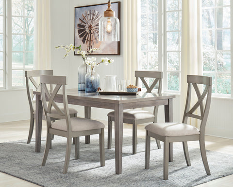 Gray / 5 Pc. - Rectangular Dining Room Table, 4 Upholstered Side Chairs