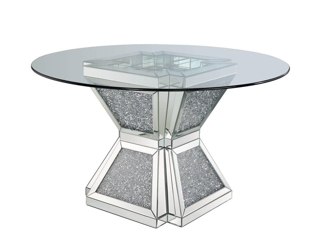 Noralie - Dining Table - Clear Glass, Mirrored & Faux Diamonds - 31