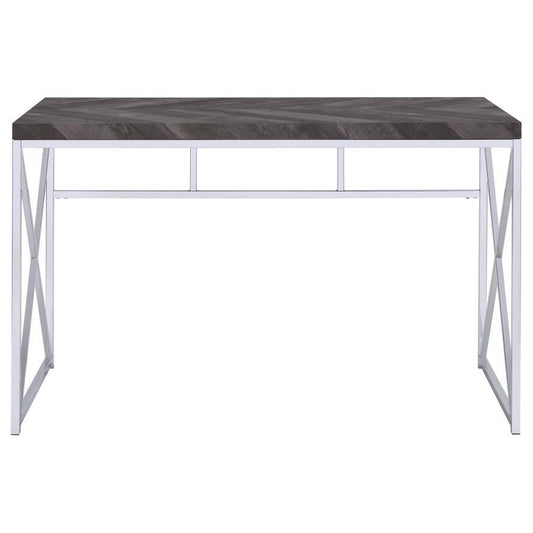 Grimma - Writing Office Desk - Rustic Gray And Chrome