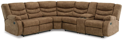 Beige / 2-Piece Reclining Sectional With Console