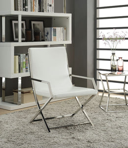 Rafael - Accent Chair - White PU & Stainless Steel - 35"