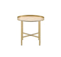 Mithea - End Table - Oak Table Top & Gold Finish