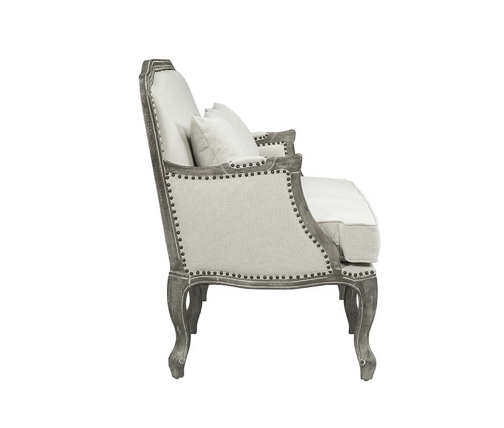 Tania - Loveseat - Cream Linen & Brown Finish