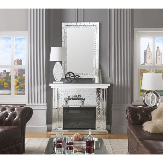 Nysa - Fireplace - Mirrored & Faux Crystals - 40"