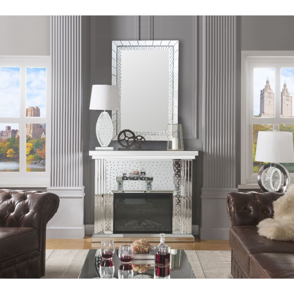 Nysa - Fireplace - Mirrored & Faux Crystals - 40
