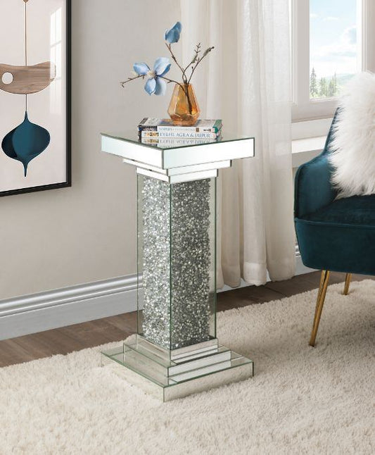 Rekha - Pedestal - Mirrored & Faux Diamonds