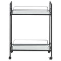 Curltis - 2-Tier Rectangular Glass Shelf Metal Bar Cart - Black