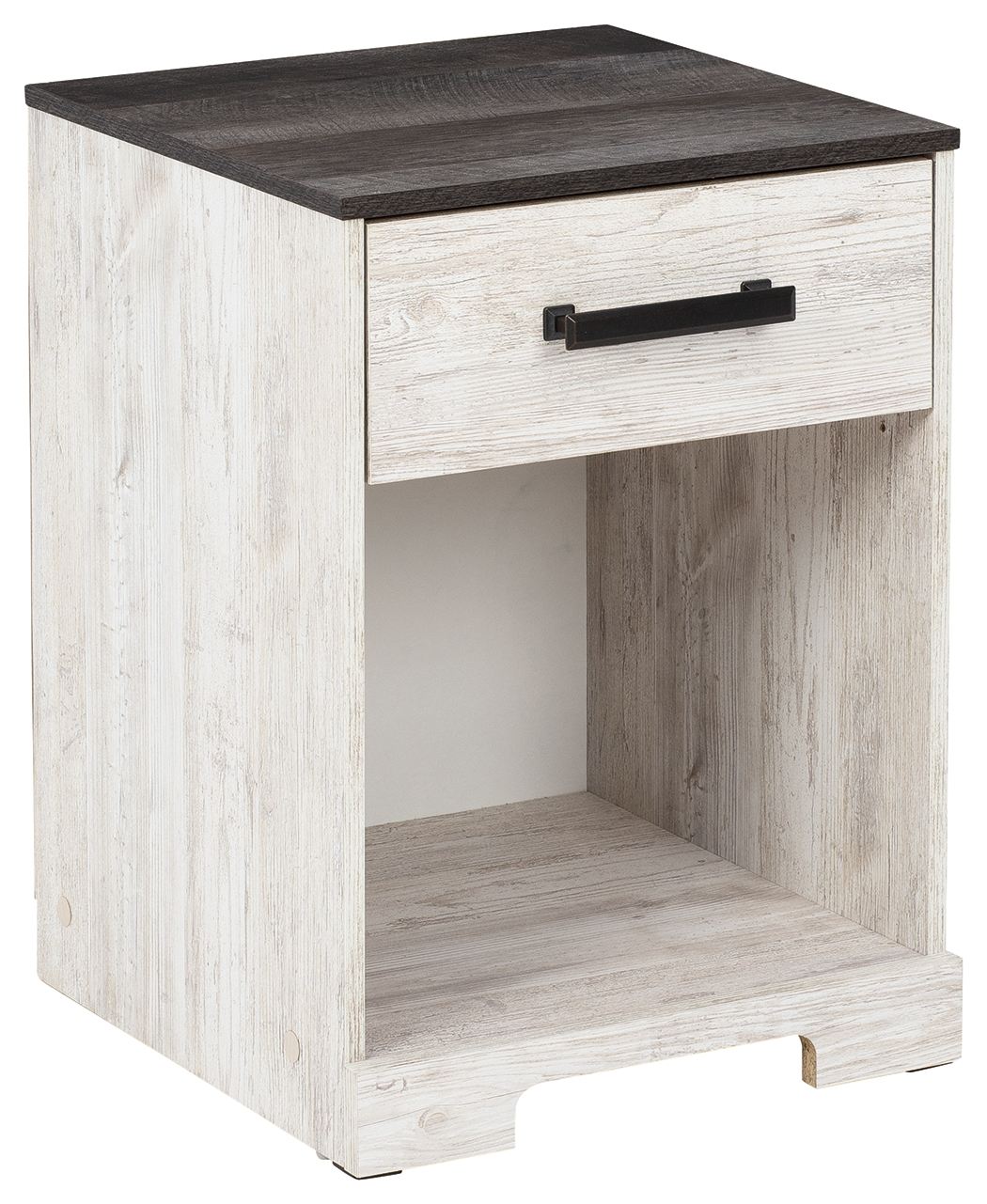 Shawburn - White / Black / Gray - One Drawer Night Stand - Open Cubby