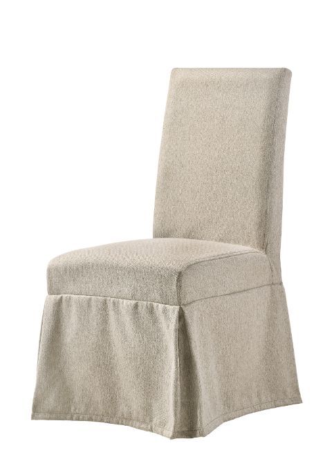 Faustine - Side Chair (Set of 2) - Tan Fabric & Salvaged Light Oak Finish - 40