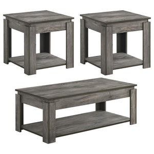 Donal - 3 Piece Occasional Set With Open Shelves - Weathered Gray