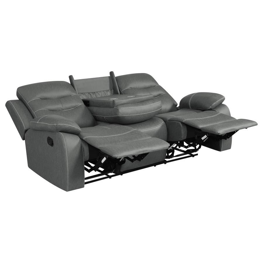 Nova - Upholstered Padded Arm Reclining Sofa - Dark Gray