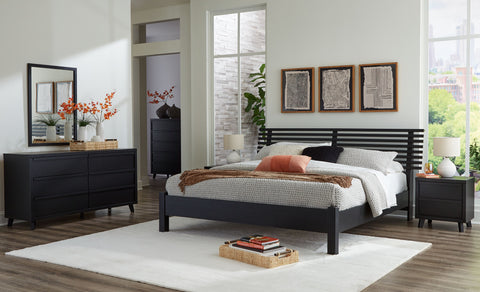 Black / 5 Pc. Bed, Dresser, Mirror / King