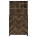 Mendoza - 2-Door Wine Cabinet - Rustic Oak Herringbone And Gunmetal