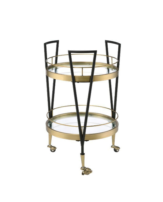 Vries - Serving Cart - Black & Gold Finish