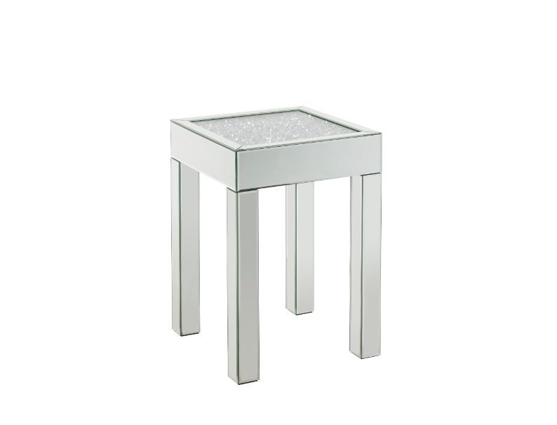 Noralie - End Table With Glass Top - Pearl Silver - Wood - 24