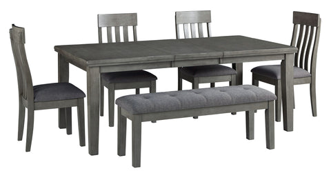 Dark Gray / 6 Pc. Extension Table, 4 Side Chairs, Bench