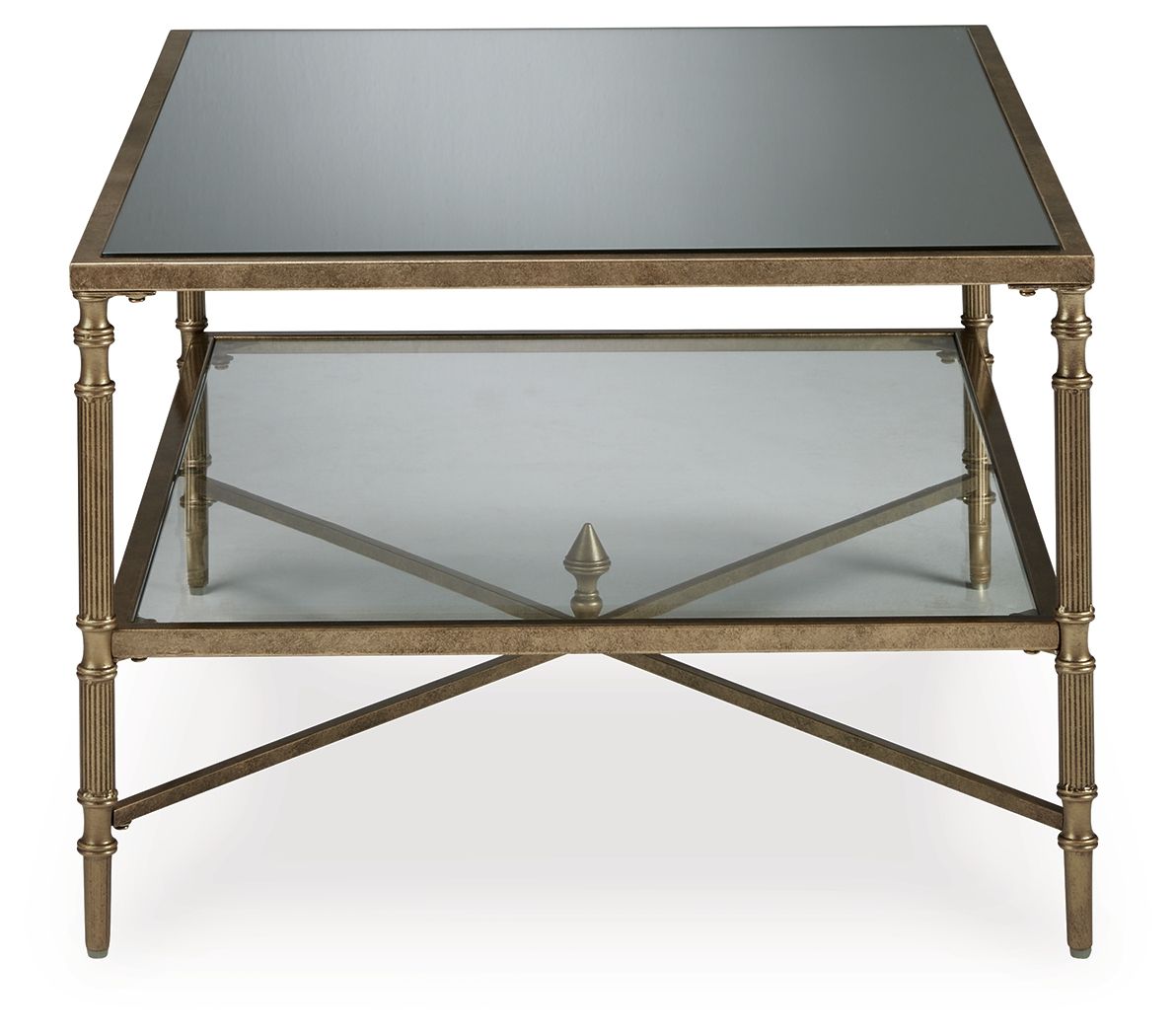 Cloverty - Aged Gold Finish - Rectangular Cocktail Table