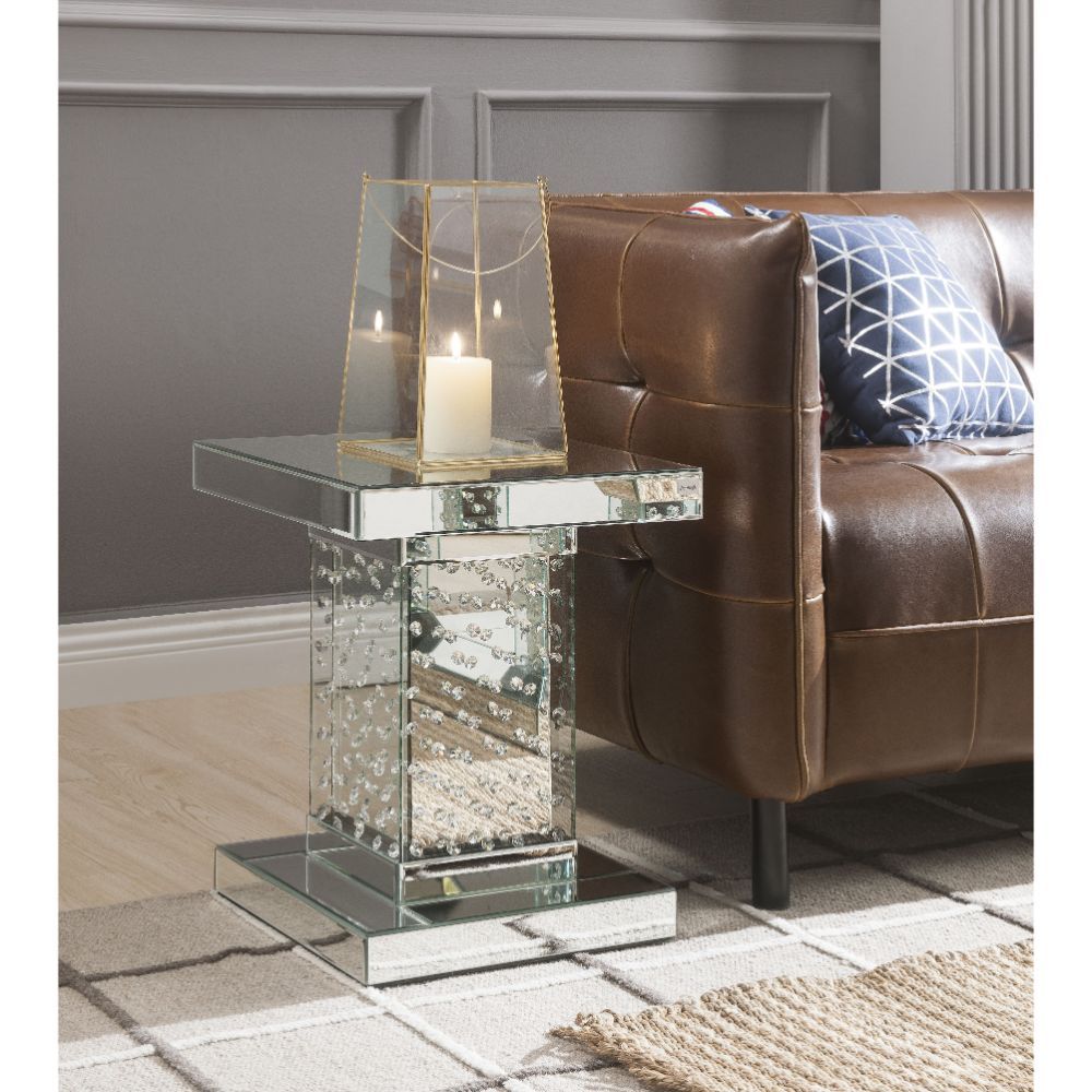 Nysa - End Table - Mirrored & Faux Crystals - 20
