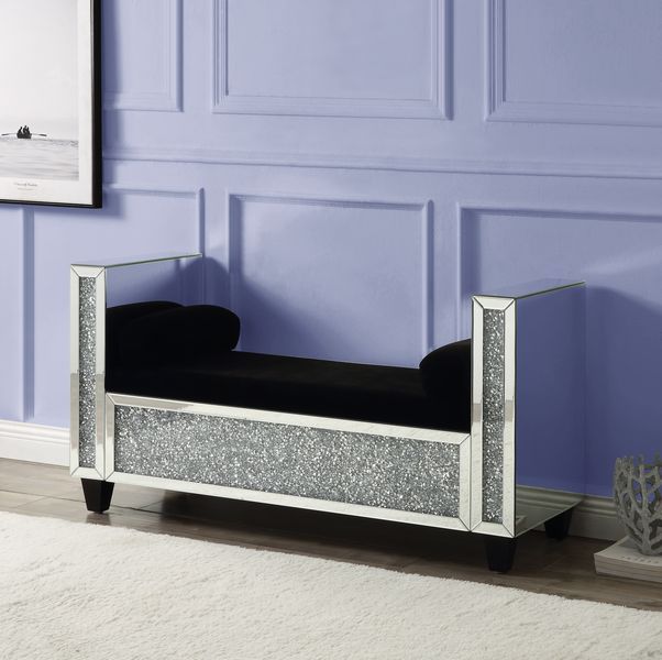 Noralie - Bench - Mirrored & Faux Diamonds - 28