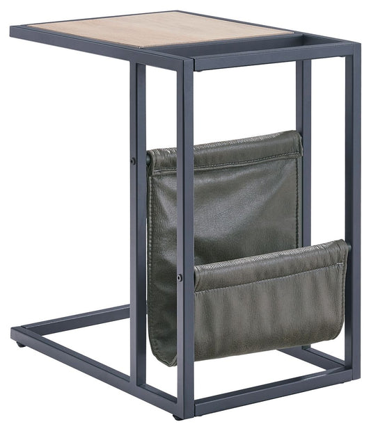 Freslowe - Light Brown / Black - Chair Side End Table with Magazine Basket