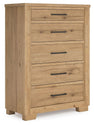 Galliden - Light Brown - Five Drawer Chest