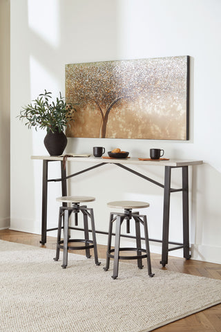 Light Brown / 3 Pc. - Long Counter Table, 2 Stools