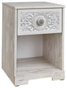 Paxberry - Whitewash - One Drawer Night Stand - Open Cubby