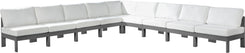 Nizuc - Outdoor Patio Modular Sectional 9 Piece - White - Fabric - Modern & Contemporary