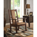 Butsea - Rocking Chair - Brown Fabric & Espresso