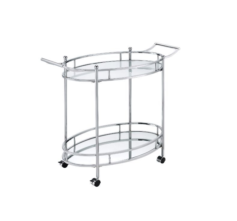 Jinx - Serving Cart - Clear Glass & Chrome Finish