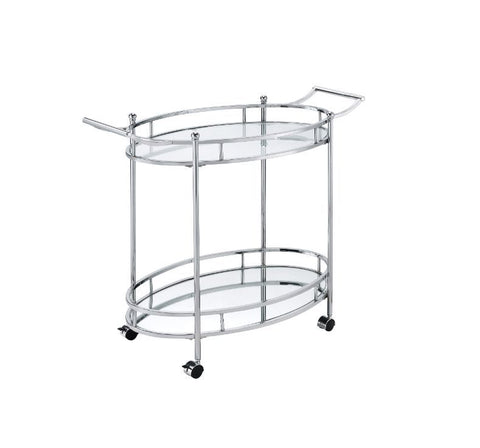 Jinx - Serving Cart - Clear Glass & Chrome Finish