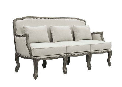 Tania - Sofa - Cream Linen & Brown Finish