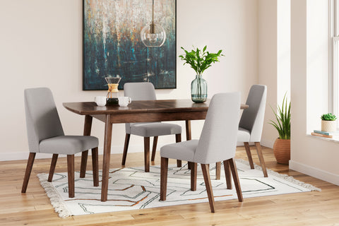 Dark Brown / 5 Pc. Extension Table, 4 Gray Side Chairs