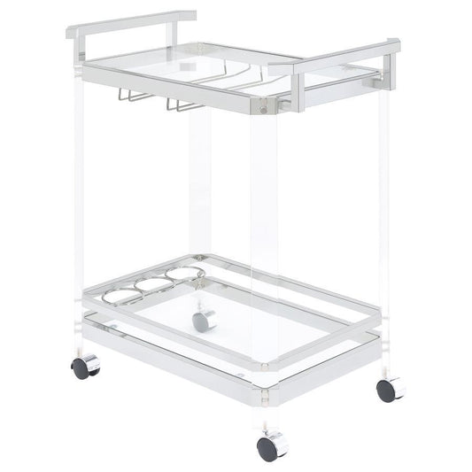 Jefferson - 2-Tier Glass Shelf Acrylic Bar Cart - Chrome