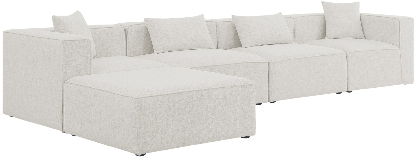 Cube - Modular Sectional 5 Piece - Cream - Fabric