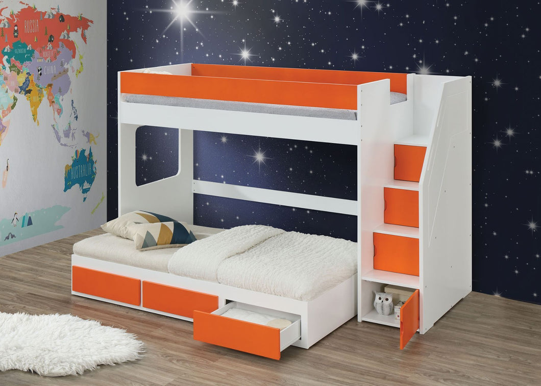 Lawson - Loft Bed - White & Orange